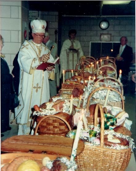 Blessing of Pascha Baskets by Bishop Michael Dudick mid 1980s